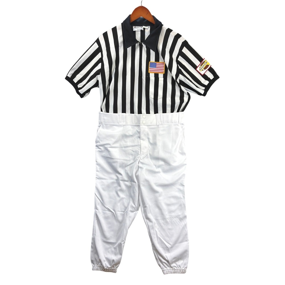 Honigs Whistle Stop Striped Referee Uniform Shirt Pants Set Mens XXL 42 White